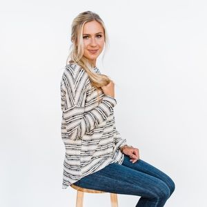Huron Stripes and Zipper Top—Cream